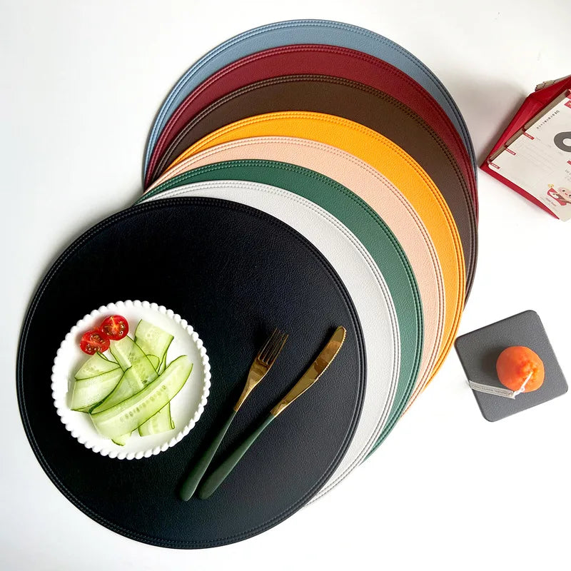 Jogo Americano Redondo em PVC Texturizado – 38cm, Impermeável e Minimalista (Cores Sólidas)