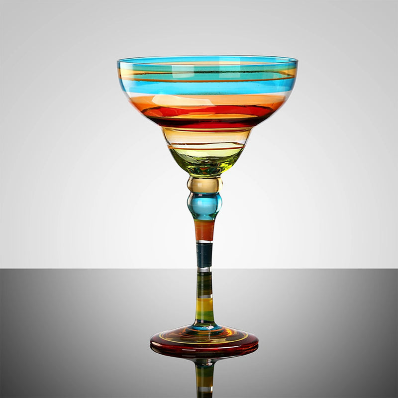 Taça Margarita Pintada à Mão – Cristal Colorido para Coquetéis Criativos e Decoração Festiva