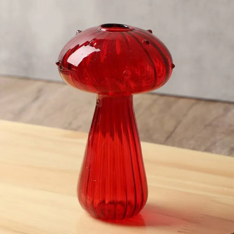 Vaso de Vidro em Formato de Cogumelo – Criativo, Transparente e Ideal para Flores ou Aromas