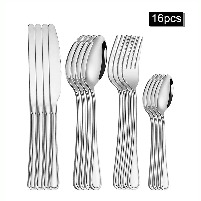 Conjunto de Talheres em Aço Inox 30 Peças – Design Minimalista para Mesa Posta Contemporânea
