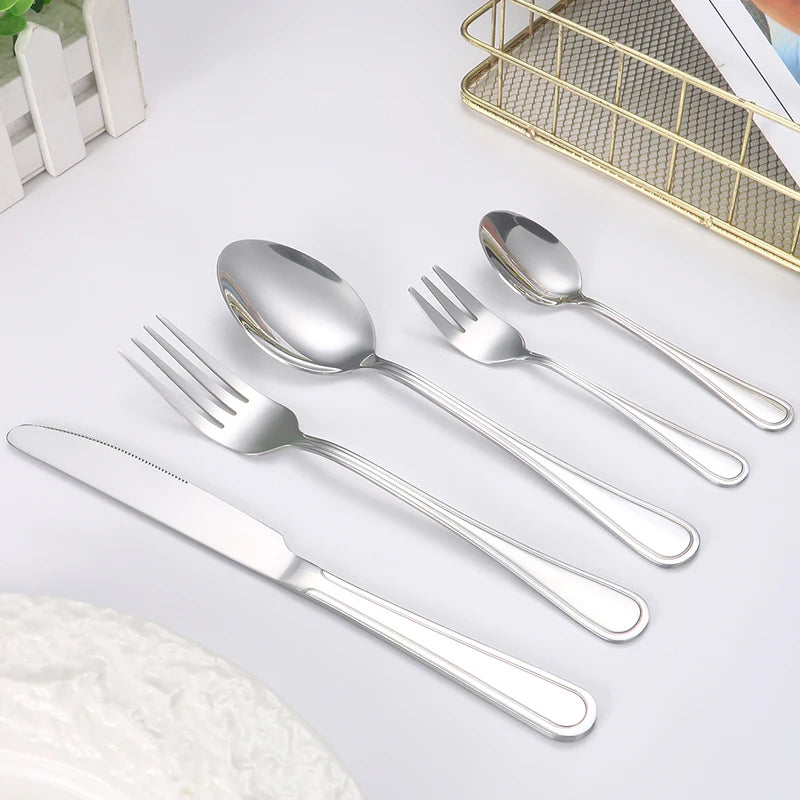 Conjunto de Talheres em Aço Inox 30 Peças – Design Minimalista para Mesa Posta Contemporânea