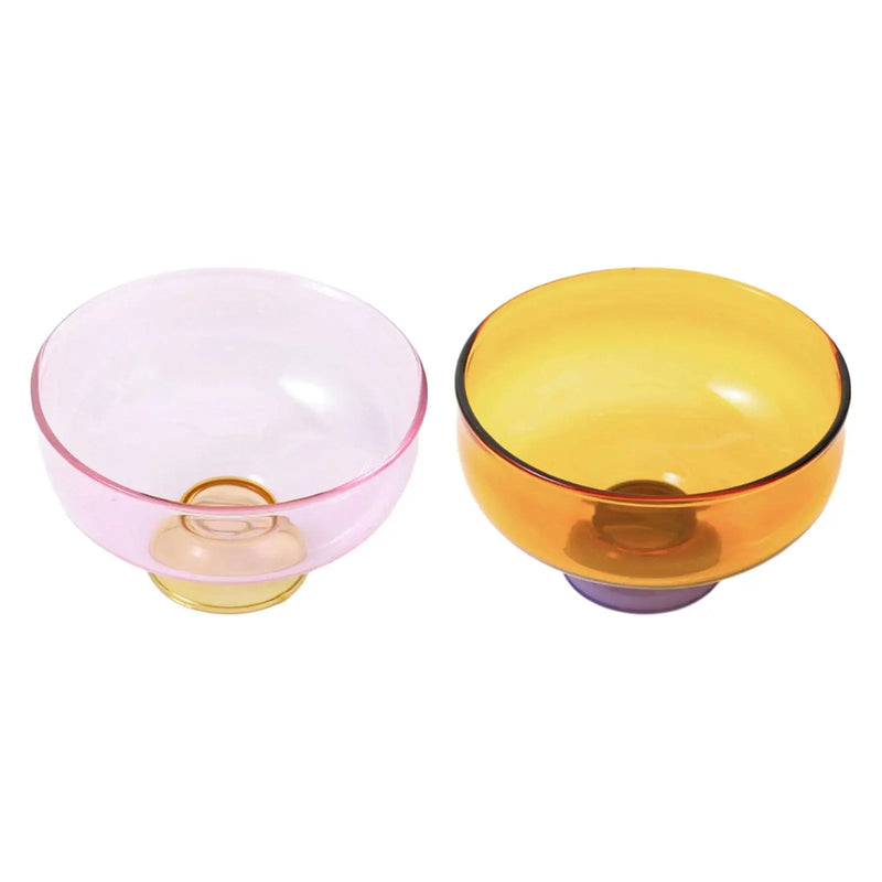 Tigela de Vidro com Pé e Design Colorido – Elegância Criativa para Sobremesas e Petiscos