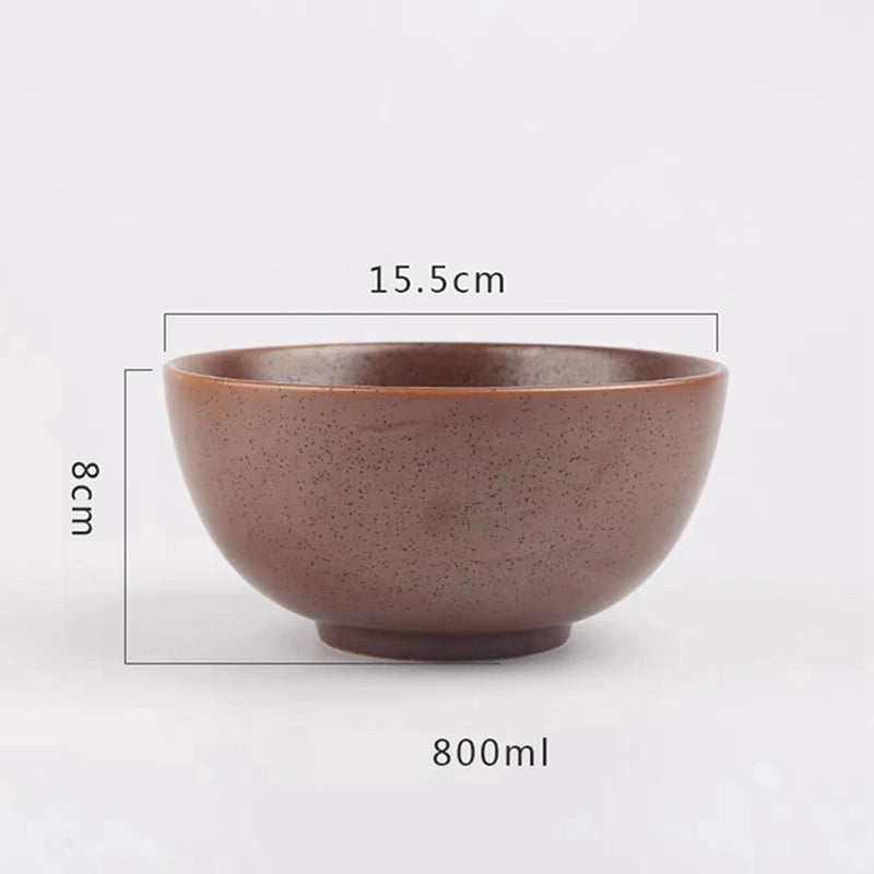 Tigela de Cerâmica Vitrificada – 15,5 cm, Estilo Japonês Texturizado