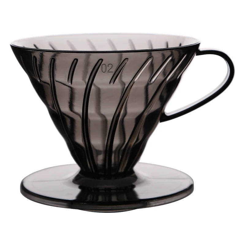 Coador de Café em Resina Preta – Estilo V60, Resistente ao Calor para 1 a 4 Xícaras