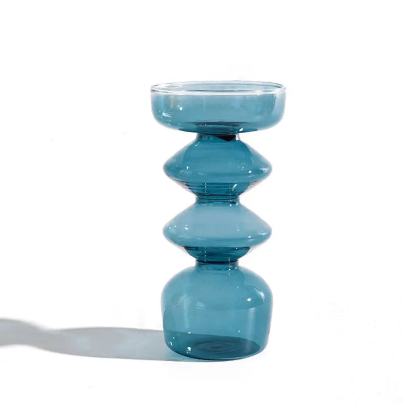 Vaso de Vidro Escultural – Design Nórdico Colorido para Flores Secas ou Arranjos Solo