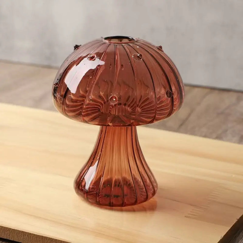 Vaso de Vidro em Formato de Cogumelo – Criativo, Transparente e Ideal para Flores ou Aromas